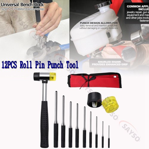 9pcs Roll Pin Punch Set Hand Remover Cylindrical D... – Grandado - View #9