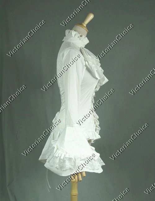 Blusa Camisa Top Jabot Blanca Victoriana Punk Gótica Mujer Vintage Algodón B018 Foto 3 de 4