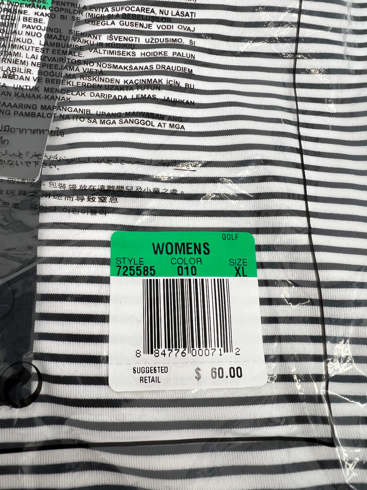 Nike Golf Womens Size XL Victory Stripe Polo 725585 010 Black White NEW!