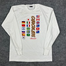 Fruit of the Loom Shirt Mens Size L White Vintage 1993 Chocolate Smiles USA Made