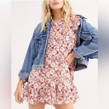 Free People These Dreams Floral Mini Dress Tea Combo Pink Size S