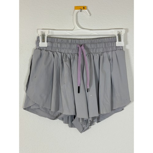 Gray Flowy Athletic Shorts Small High Waisted Running Yoga Skort Style Gym
