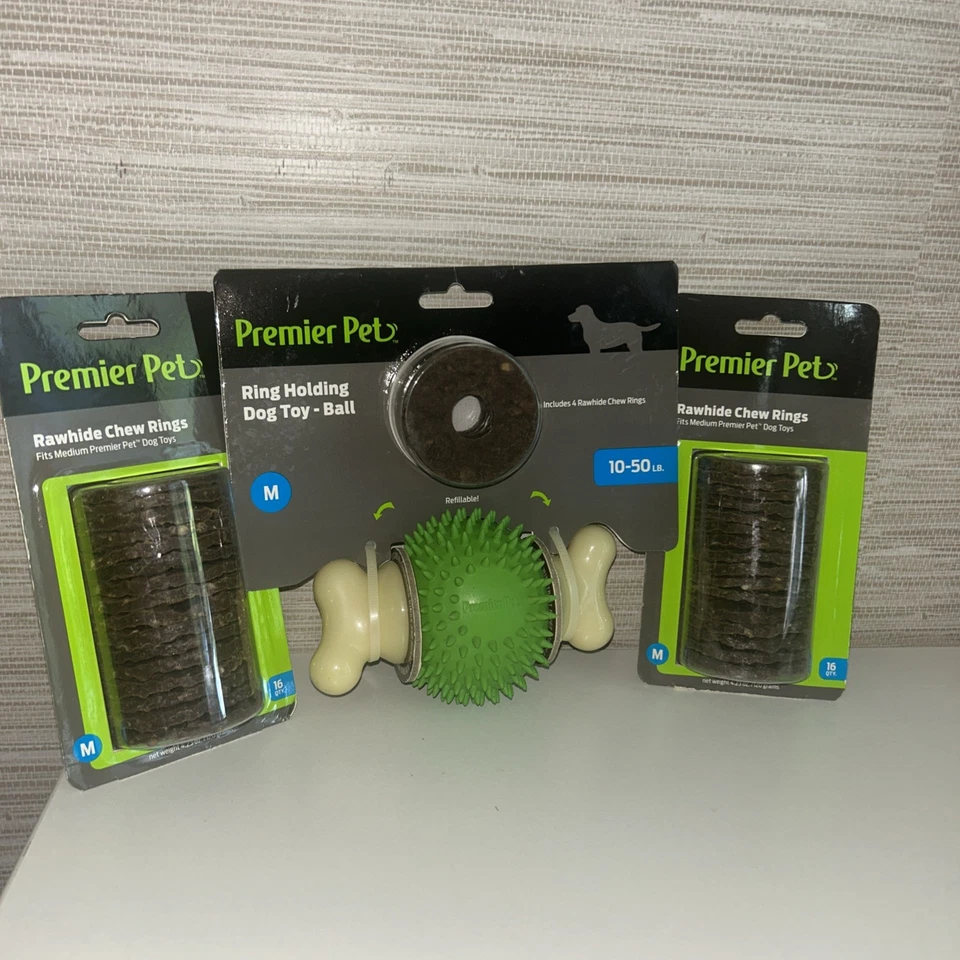 Anillo Premier para mascotas bola de juguete para perro, mediano con 2 paquetes (16) anillos adicionales Foto 2 de 4