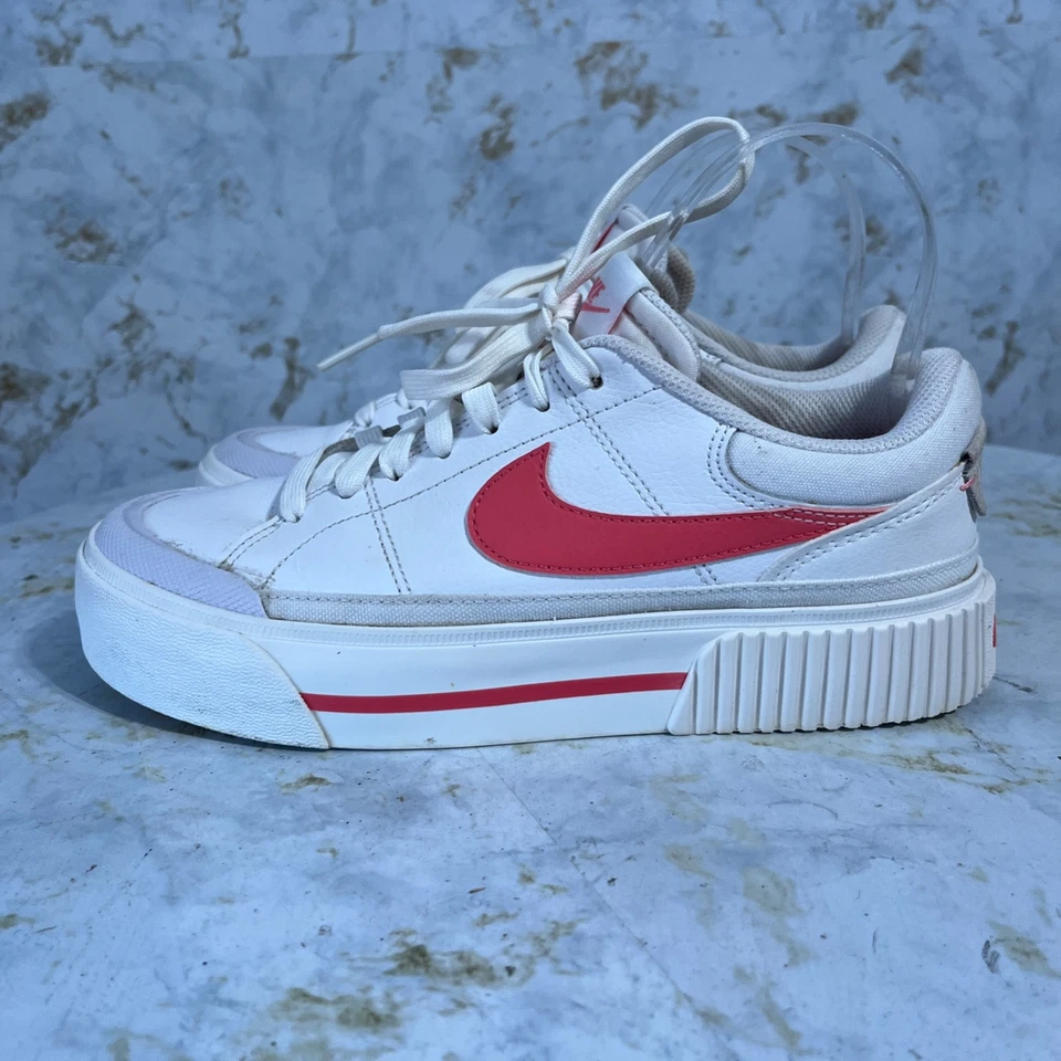 Nike Court Legacy Lift Para Mujer Talla 7.5 Zapatos Blanco Rosa Entrenador Atlético Tenis Foto 4 de 4