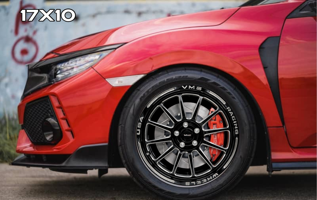 2 VMS RACING BLACKHAWK DRAG RACE RIMS WHEELS 17X10 FOR HONDA CIVIC