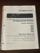 Crest Audio Professional Power Amplifiers Amp 3301 4601 7001 Service Manual OEM