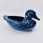 Frankoma Pottery Blue Speckle Mallard Duck Planter 208A Vase Vintage