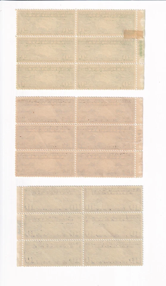 U.S.: Sc # C7 - C9, Mixed C7-C8 MNH, C9 has perf sep. w/MH, plt/block/6 (E15573) - Image 2 of 2