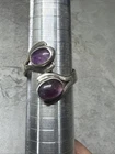 Vintage Mexican STERLING SILVER 925 Amethyst Signed MODERNIST Sz 9 RING Y57