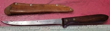 Vintage Made In Germany Fillet Knife & Leather Sheath. 11-1/8" Overall Unbranded