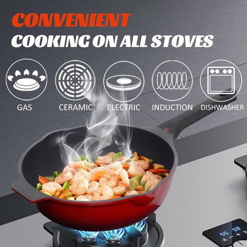 GREAGLE Nonstick Deep Frying Pan Skillet with Lid, 12 inch/ 5 QT Saute Pan, S... - Picture 3 of 6