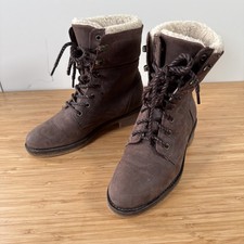 Fat Face Ankle Boots Woman's UK 4 Brown Suede Leather Size  Fleece Lined