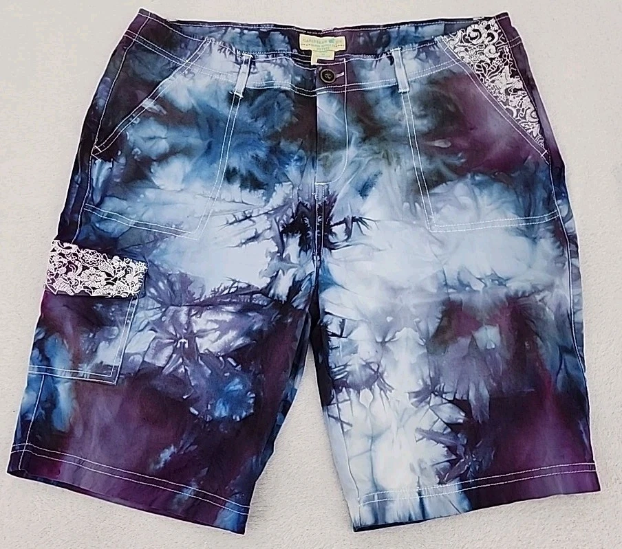 Bermudas para mujer Caribbean Joe PETITE 10 recicladas Proción corbata de hielo teñida Foto 2 de 4