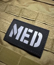 Med IR Reflective EMT Military Combat Tactical patch Hook Loop Black
