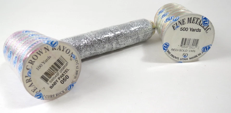 YLI Embroidery & Metallic Ribbon 2 Variegated Threads plus Silver Ribbon - Image 2 of 3