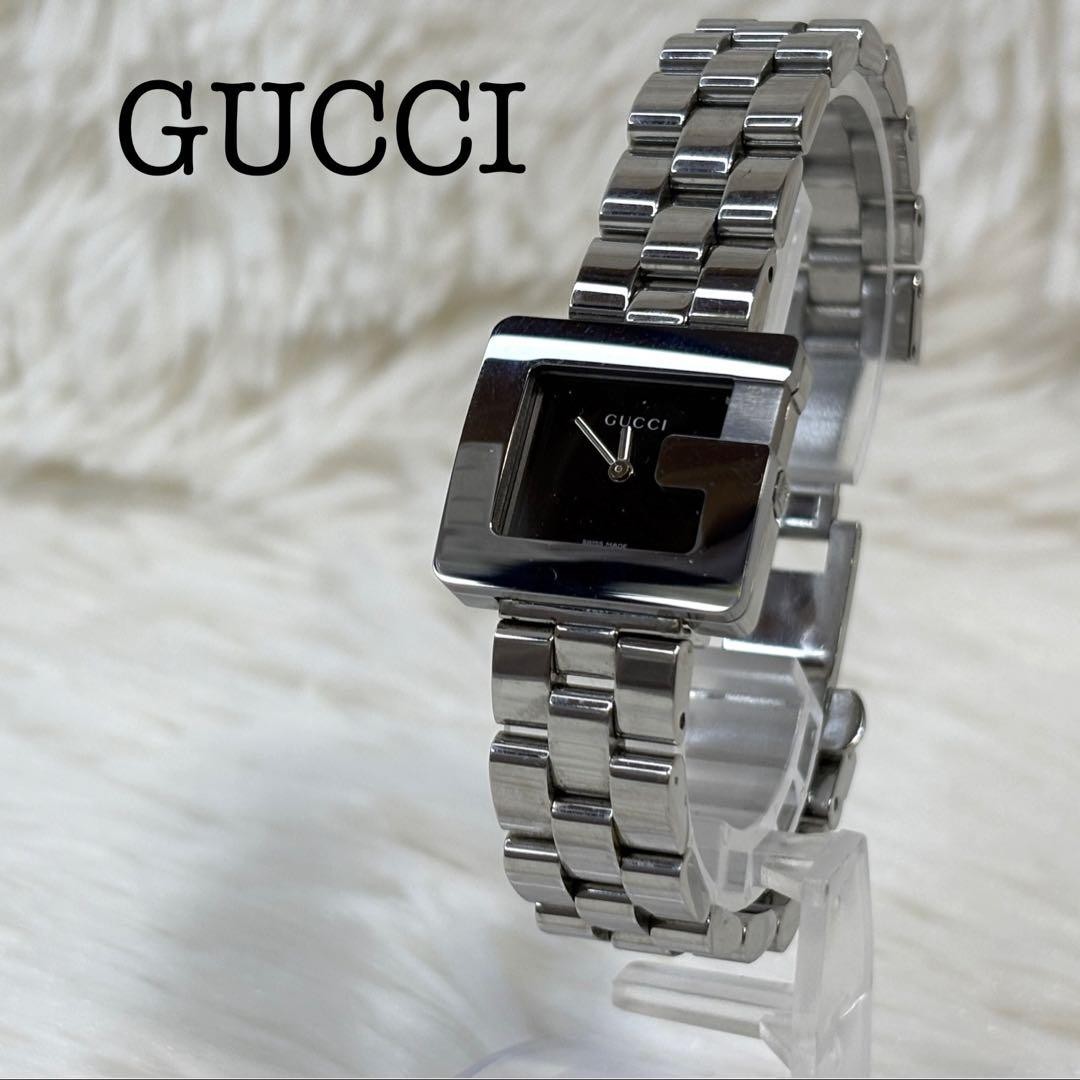 グッチ Gスクエア 3600L クォーツ AUTHENTIC GUCCI 3600L Black/Silver Stainless Steel/enamel