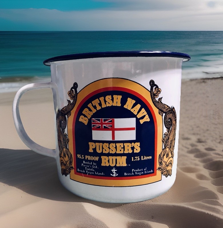 Pusser's Rum British Navy Enamel Metal Cup Mug Fort Lauderdale