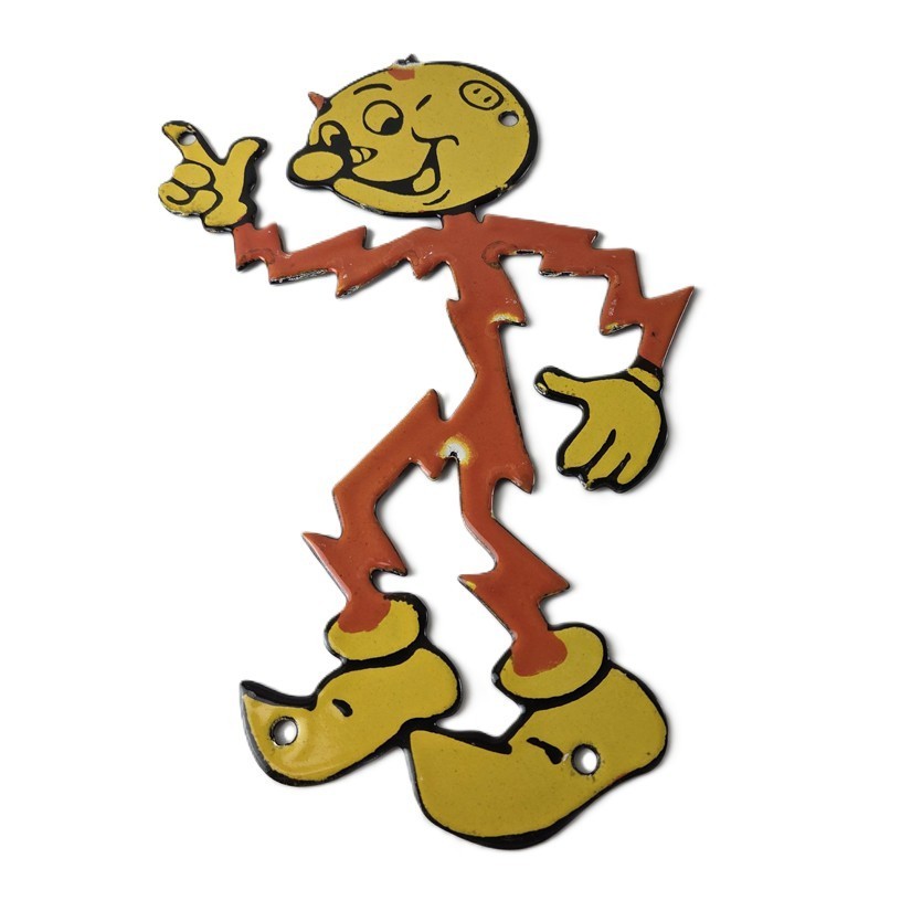 Vintage Porcelain Sign - Electric Company Mascot Gas Pump Sales Sign