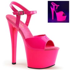 Sale SKY-309UV Pleaser High-Heels Plateausandaletten hotpink Neon UV reaktiv 39