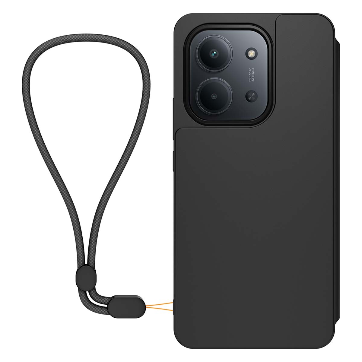 Coque portefeuille Redmi 15C avec fentes pour cartes et cordon poignet