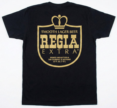MEN'S TSHIRT: Regia Extra Smooth Lager Beer San Salvador Brewery Black LARGE L