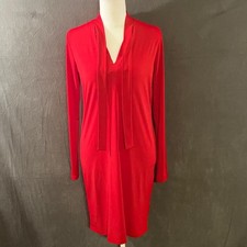 Michael Kors Women's Red Tie Neck Mini Sheath Dress Size Small Elegant Statement
