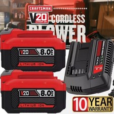 2PACK 20Volt For Craftsman V20 8.0Ah Li-ion Battery CMCB204 CMCB202 /Charger