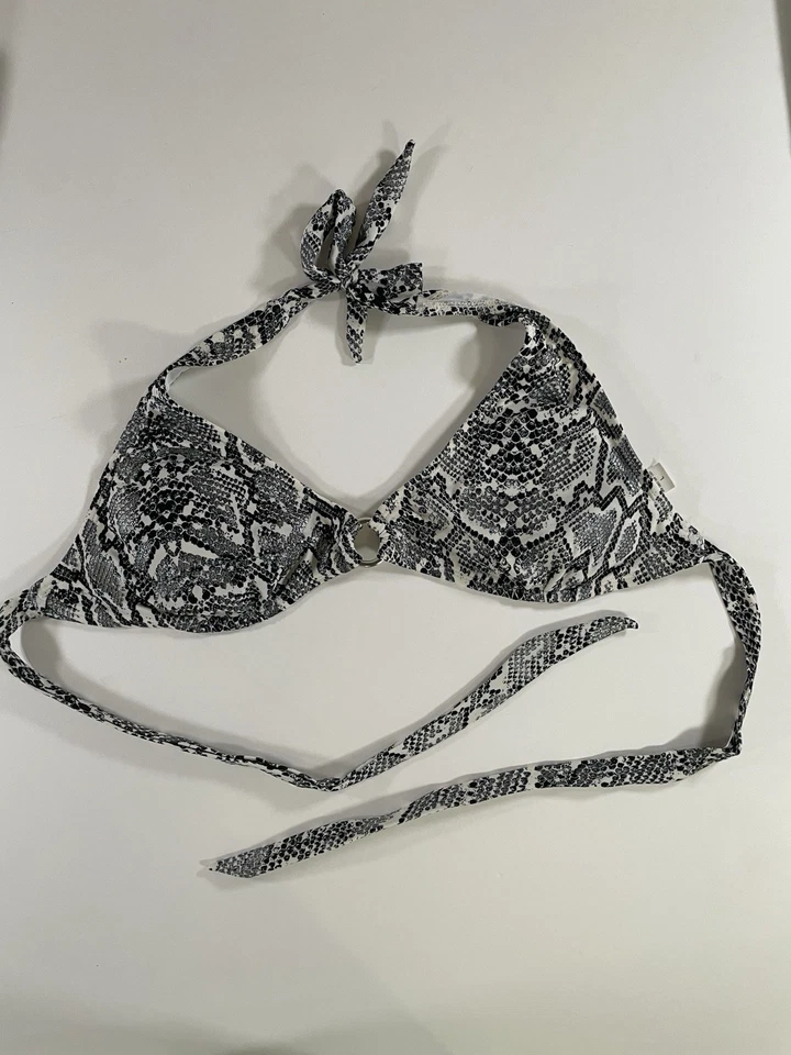 Top de biquíni feminino Old Navy pele de cobra halter multicolorido tamanho G - Imagem 2 de 4