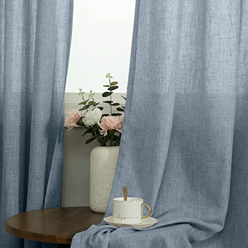 Rideaux gris bleu longueur 84 pouces pour vivre 52"L x 84"L (paquet de 2) bleu pierre - Photo 4/7
