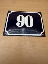 ALTE EMAIL EMAILLE Emailleschild Emailschild  HAUSNUMMER 90 BLAU/WEISS 20 x 14 