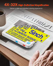 Portable Digital Magnifier - 5" HD Video Magnifier with 4X-32X Zoom, Large LCD S