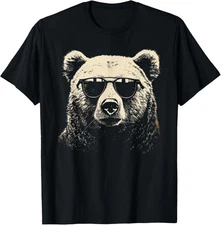 Funny Bear cool Stencil Punk Rock T-Shirt