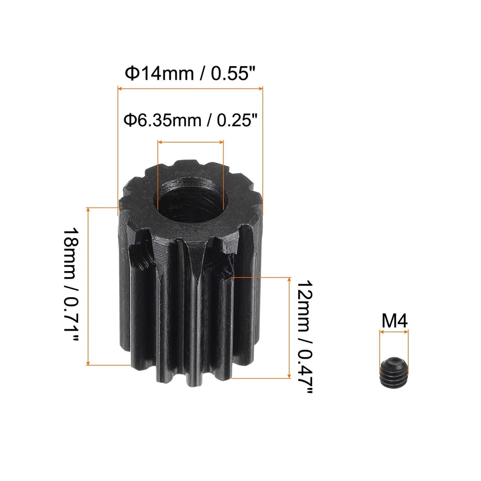 6,35mm Blende 12T Modul 1 15 # Stahl Spur Differential Ritzel Motor Getriebe - Bild 2 von 4