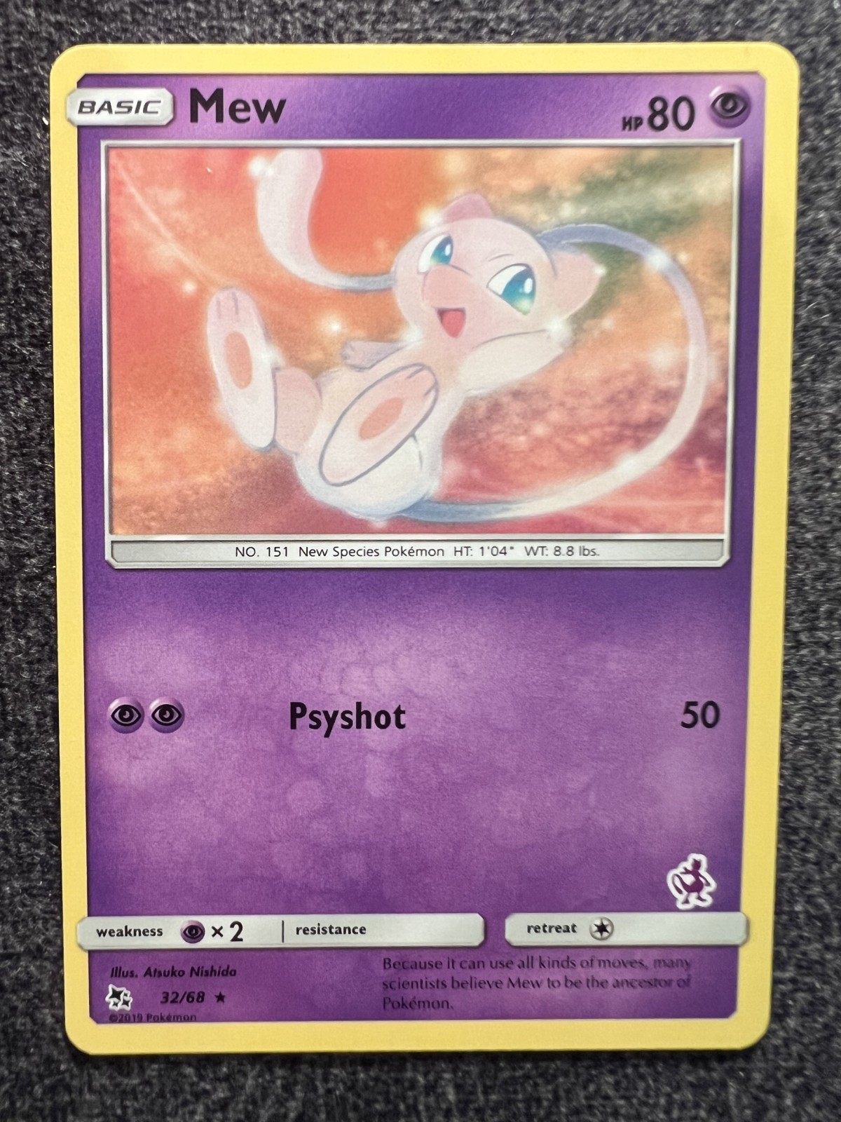 Mew 32/68 Rare Hidden Fates Non Holo Pokemon Card NM