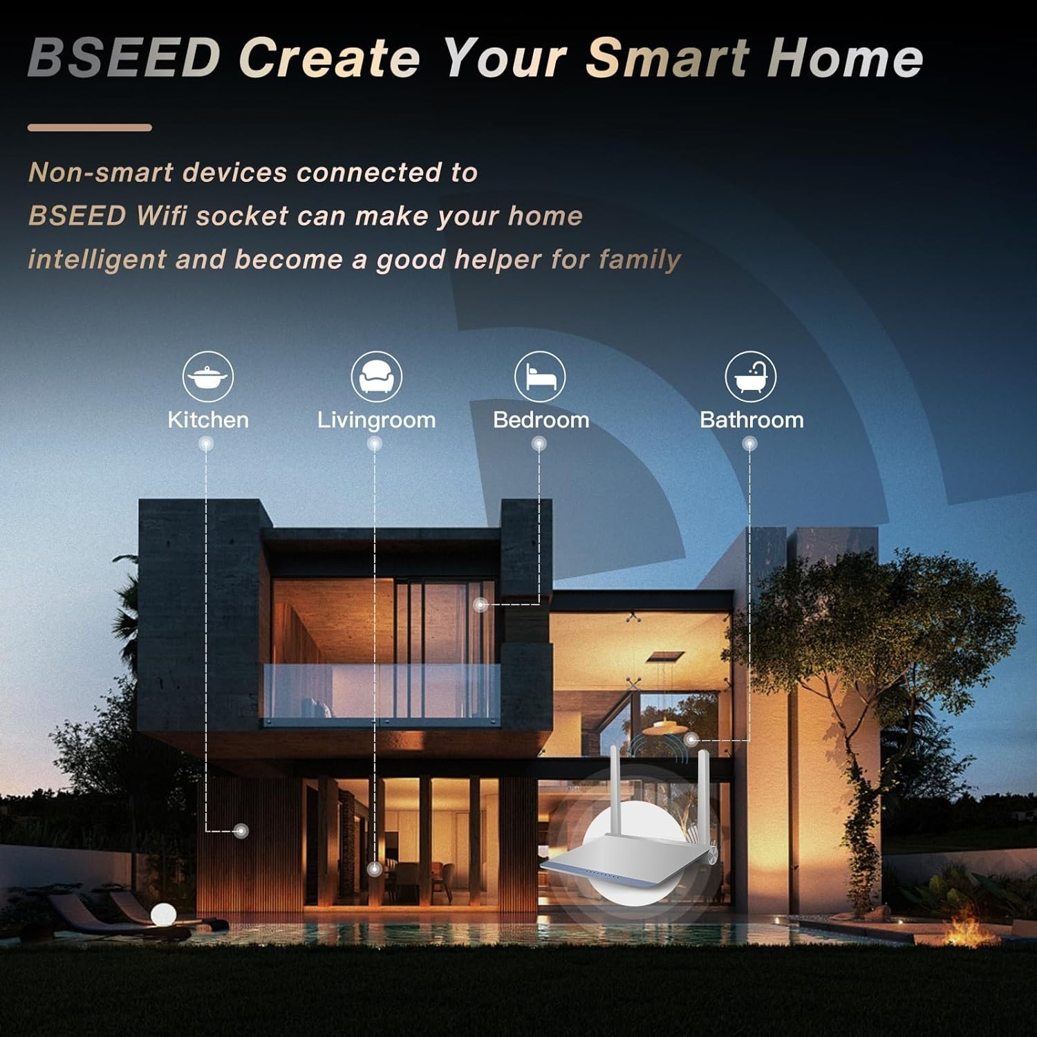 BSEED Prise Connectée Tactile pour Salon Moderne Compatible Google Assistant - 3