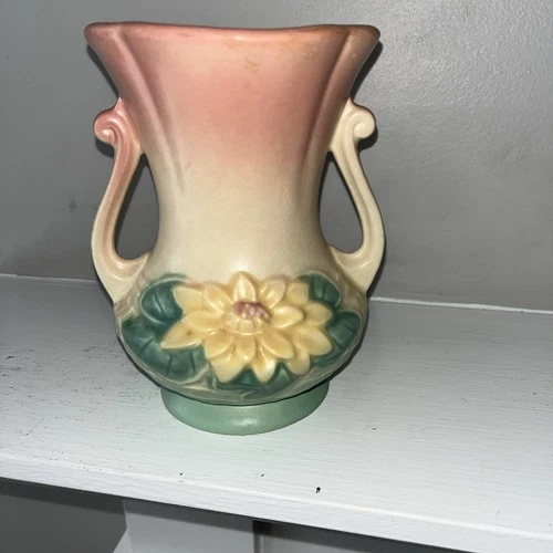 Hull Art Pottery Vase Vintage Water Lily USA Pink Green Yellow