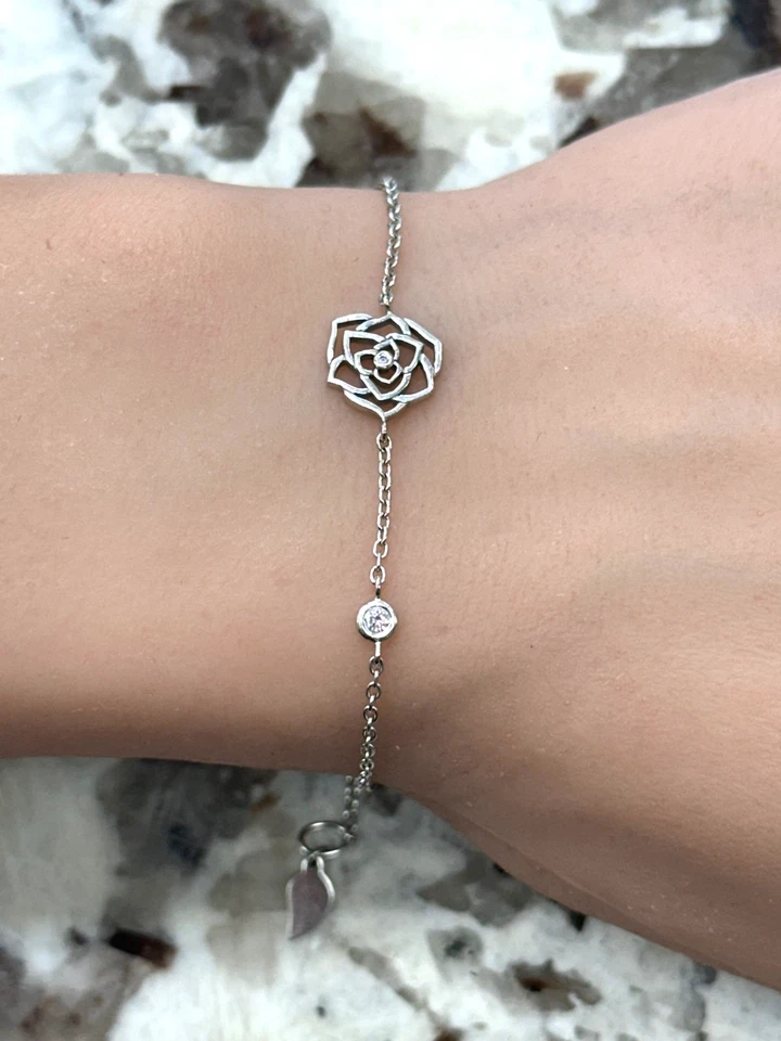 Pulsera PIAGET Rosa con Acento Diamante Natural Oro Blanco 18K Foto 3 de 4