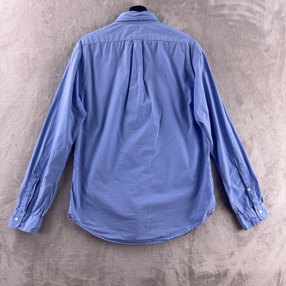 Camisa Ralph Lauren Abotonada Manga Larga Para Hombre Talla Grande Azul Calce Ajustado Popelina Foto 3 de 4
