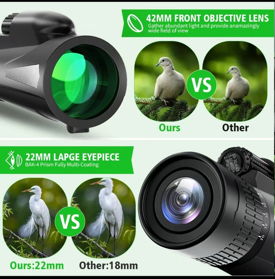 10×30 Monocular Telescope with Smartphone Holder & Upgraded Tripod, - Image 2 of 4