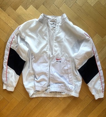 Nike Air Vintage Trainingsjacke Windbreaker Weiß XL Retro 90s Top Zustand  rare