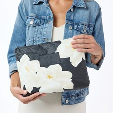 NWT Aloha Collection Mohala Pretty White Flowers Mid Pouch Limited Edition 