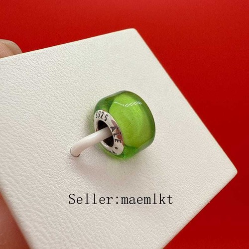 New 925 Sterling Silver Green Mini Murano Glass Charm,Murano Charm 793106C00
