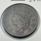 1837 1C Head of 1838 N-11 Coronet or Matron Head Large Cent Beaded Cords Details — photo 1