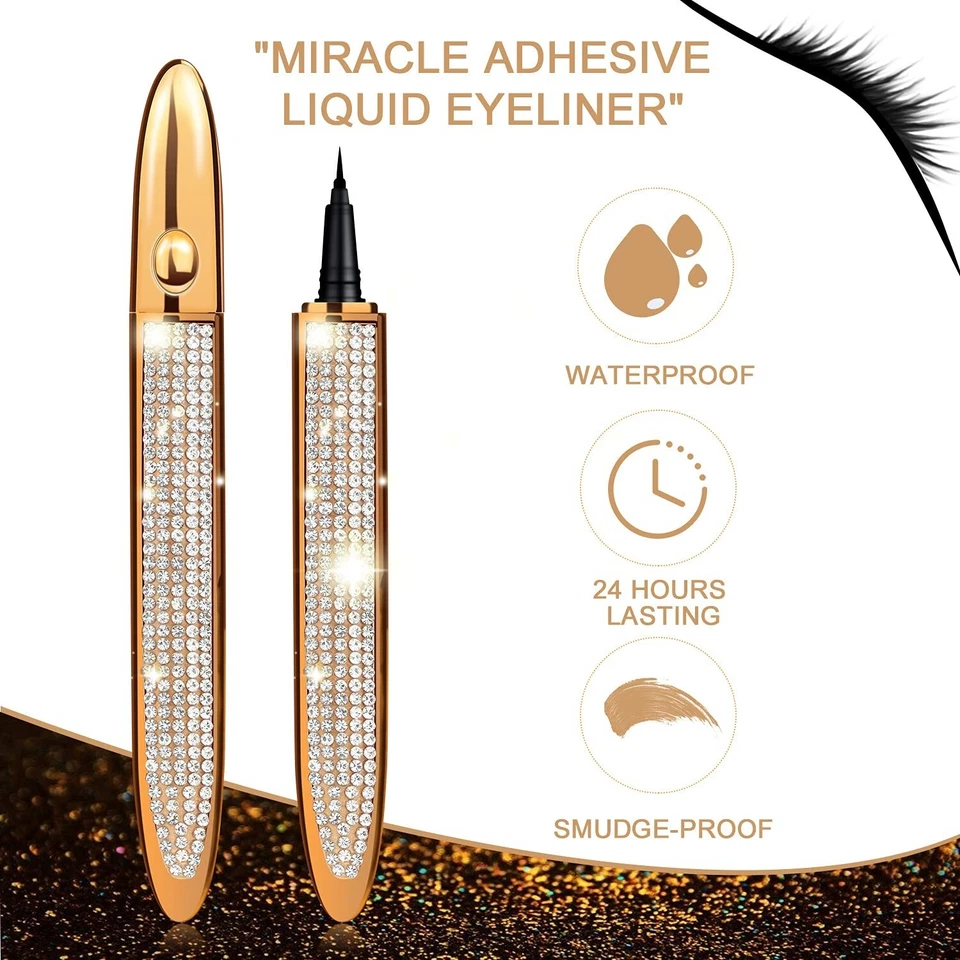 Liquid Eyeliner Pen Waterproof, Magic Self-adhesive Eyelash Glue Pen 3 Pcs - Image 3 of 4