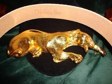Haute Couture Christopher Ross 24kt Gold Plate Crouching Panther Belt Buckle '85