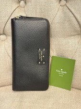 KATE SPADE Grove Street Neda WLRU2820 Large Zip Around Wallet Black Pre-Owned