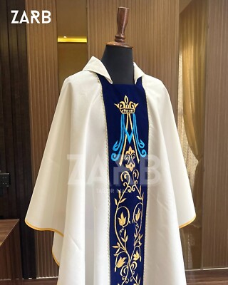 Marian Chasuble | Embroidered Liturgical Vestment for Catholic Priest Feast Days