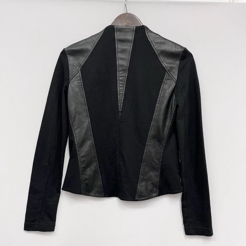 Helmut Lang женщин размер маленький стороны молнии ягненка кожи черный мотоциклетная куртка euc - Изображение 2 из 4