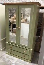 HANDMADE AYLESBURY NEXT (APPLE GREEN+PINE) 2 DRAWER TRIPLE WARDROBE (MIRRORED)