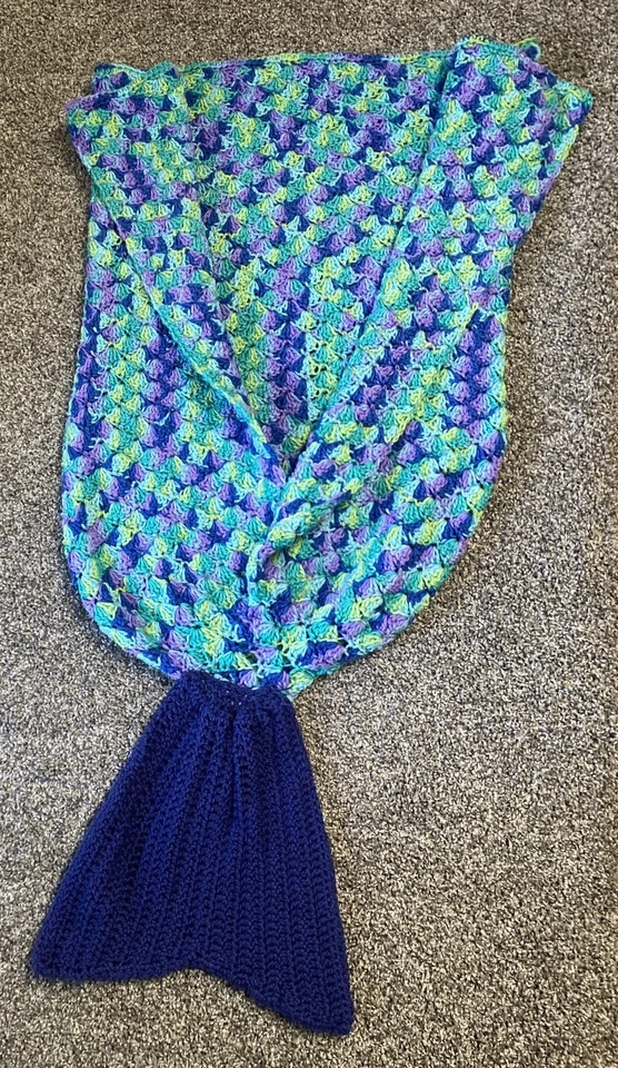 Mermaid Tail Crochet Blanket Toddler Kids Multicolor 20 X 43 - Image 2 of 4